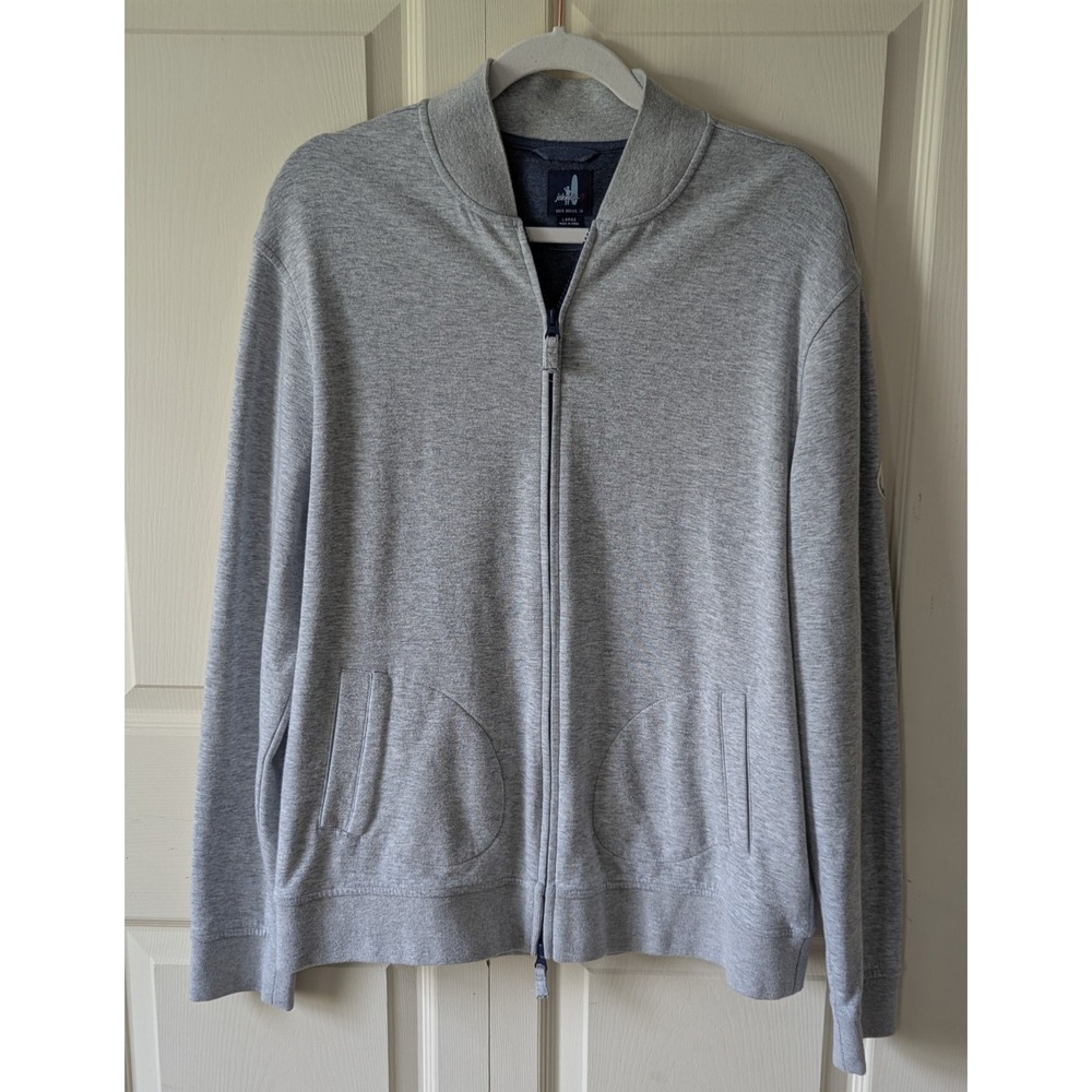 Johnnie O Jacket Sz L Dierks Knit Baseball Full‎ 2 Way Zip Logo Gray Sweatshirt